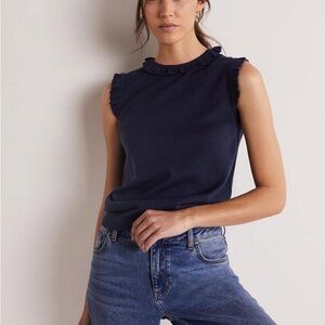 Boden Merino Wool Sleeveless Ruffle Top